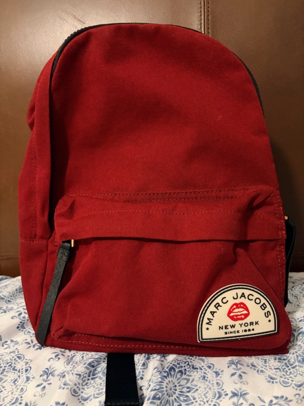 Marc Jacobs Red Canvas Backpack with Front Patch